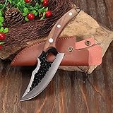 Meat Cleaver, 6 Inch Ring Slaughtering Knife Slaughtering Fish Pig Sheep Pork Cutting Small Cutlass Cutting Meat Evisceration Skinning Knife With Sheath (Color : B)