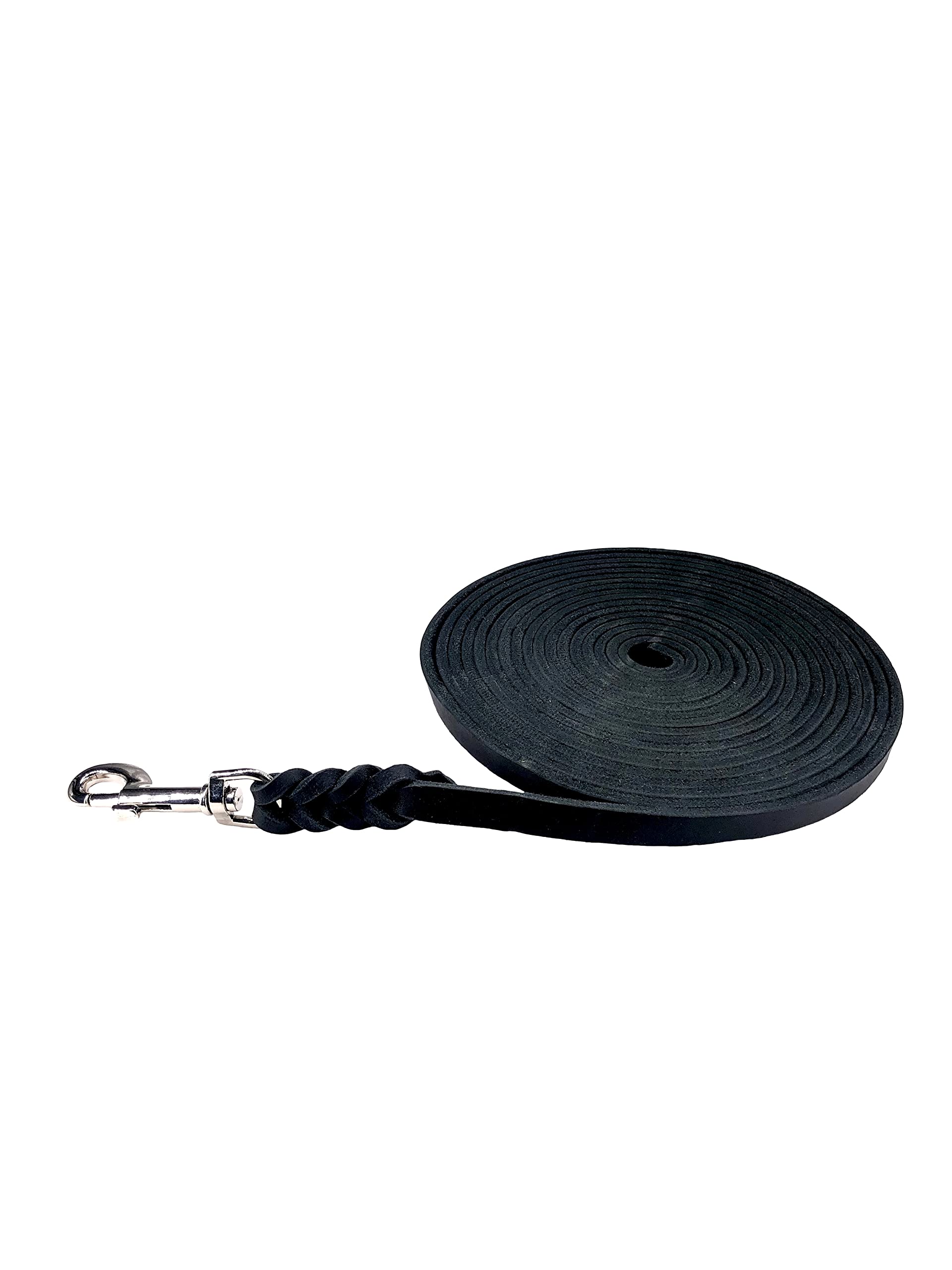 Hundeleine Fettleder Schleppleine kleine Hunde/Schleppleine große Hunde 3m / 5m / 10m / 15m / 20m Lederleine (Schwarz OHNE Handschlaufe, 3m / 8mm)