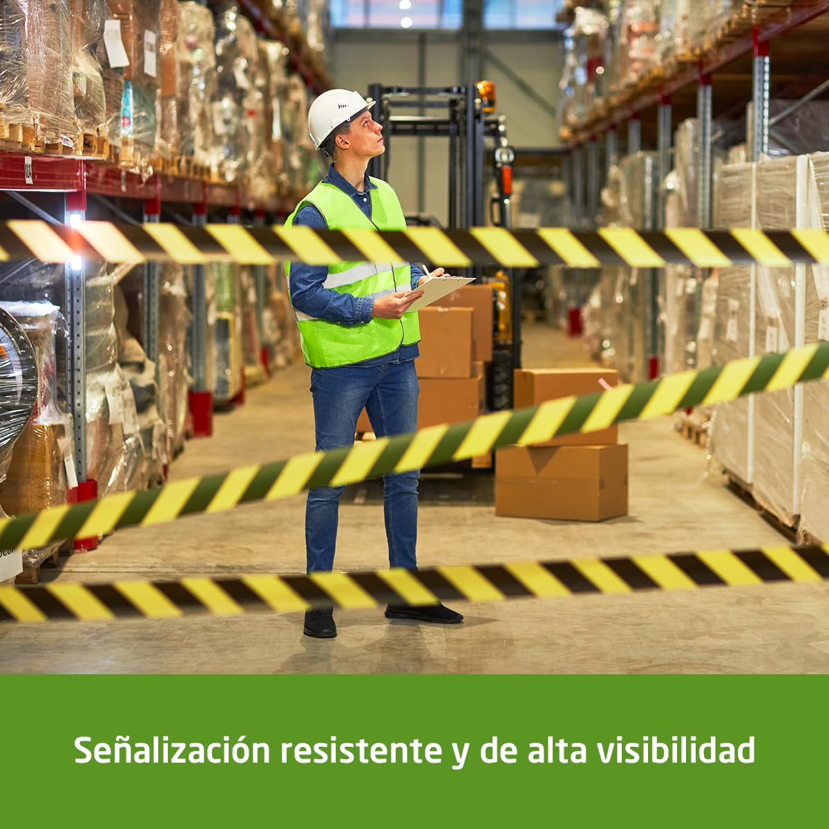 Amig - Pack de 15 Cintas de Balizamiento - Para Señalización y Advertencia de Peligro - Resistentes al Agua y Flexibles - Polietileno de Baja Densidad LDPE - 70mm x 500m - Cinta Amarillo y Negro