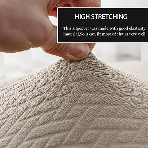 Miniatura 6 de Juego de 4 fundas elásticas para asiento de comedor, impermeables, de tela jacquard, fundas de asiento para sillas de cocina extraíbles y lavables