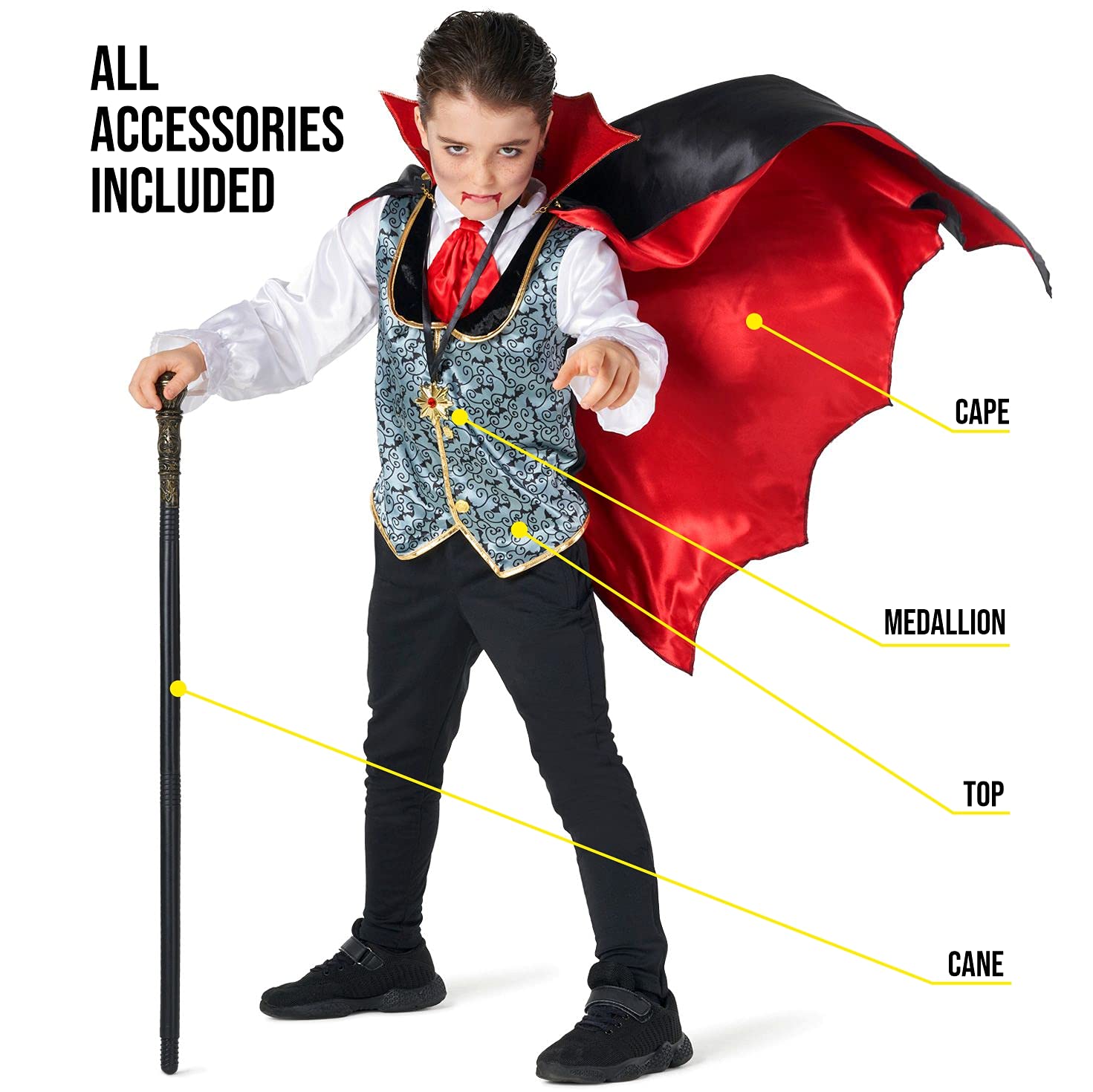 Disfraz de vampiro para niños, disfraz de vampiro para niños, disfraz de Halloween para niños, disfraz de vampiros de Halloween para niños, 4-6 años 3