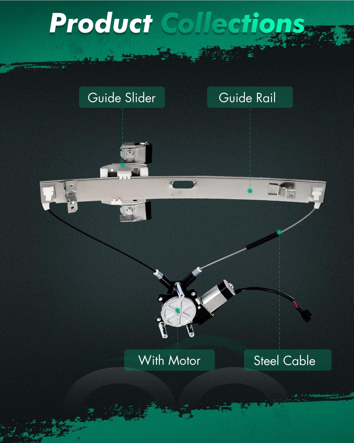 SCITOO Front Left Driver Side Power Window Regulator with Motor Replacement for 2005-2010 for Dodge Dakota,2006-2008 for Mitsubishi Raider,2011 for Ram Dakota,Replace# 748-114