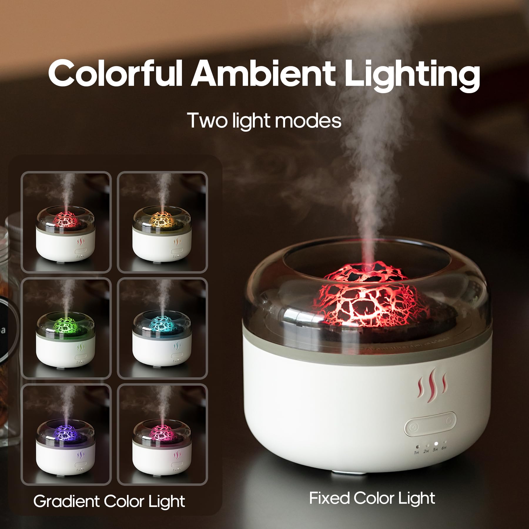 Rican Diffusori per aromaterapia, diffusore di aromi, diffusore di oli essenziali da 160 ml, umidificatore, senza acqua, protezione automatica per casa, ufficio, auto e yoga, bianco