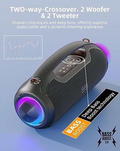 Miniatura 3 de Altavoces Bluetooth portátiles actualizados inalámbricos, sonido alto pico de 200 Wgraves profundos para fiesta, IP65 impermeable al aire libre