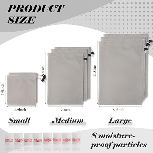 Miniatura 2 de Bolsas de juguetes de almacenamiento de doble cara para adultos (tamaño grande de 8.6 x 11.8 pulgadas, 4 unidades), bolsa de microfibra con cordón,