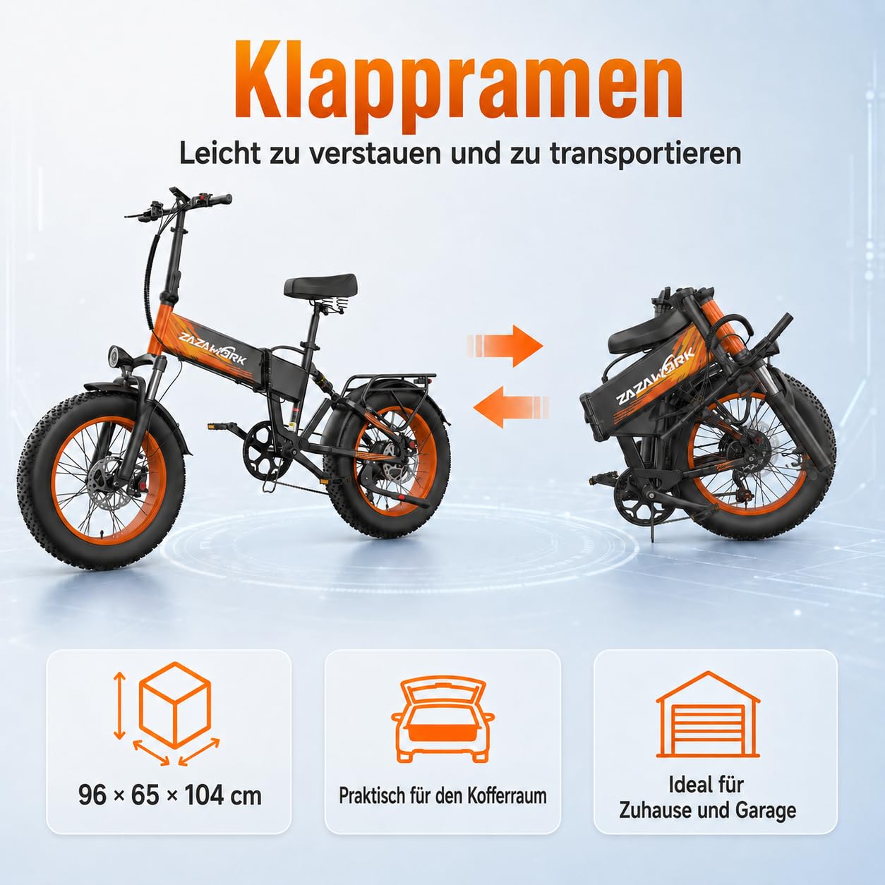 20 Zoll Fat Tire E Bike Klapprad, mit 48V 20Ah Akku Bis zu 120KM, 60 Nm Geeignet für jedes Gelände, 7-Gang, Vollfederung, hydraulische Scheibenbremsen, Elektrofahrrad für Herren und Damen,