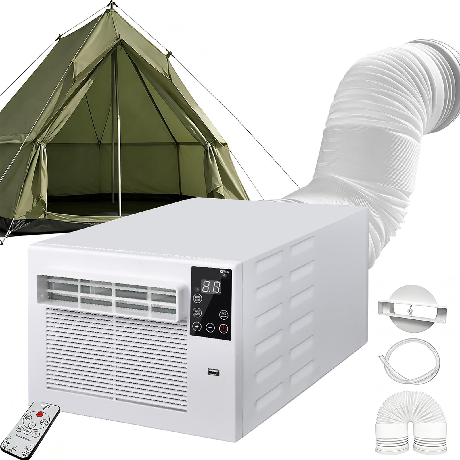 Zhzwwansuge Multicolor 1876 Btu Portable Camping Air Conditioner, Dehumidifying/Cooling Mini Air Conditioner, 280W Low Power Consumption, 1-12 Hour Timer, 16-32℃ Temperature, For Tents, Rvs, Indoor/Outdoor Use