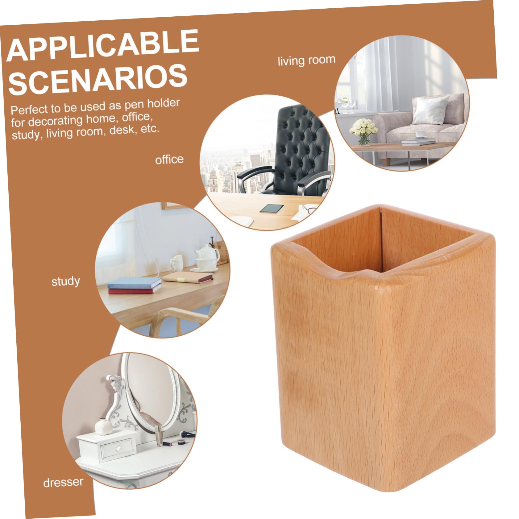 Uonlytech 3 Pièces Organisateur de Stylos pour Support de Pinceaux de Multifonctionnel Hêtre Rangement Pratique pour Fournitures Accessoires