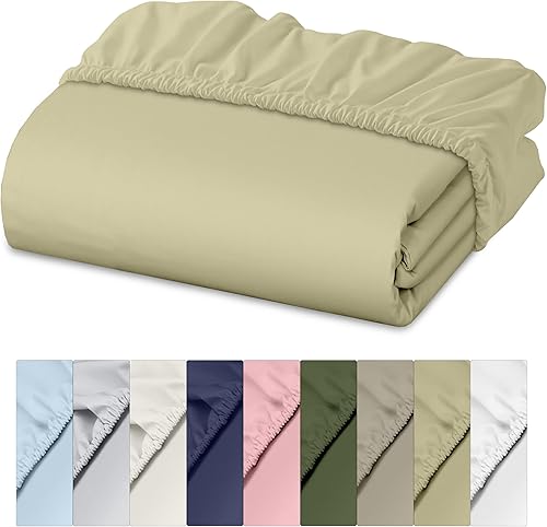 RUVANTI Sábana bajera ajustable 100% algodón tamaño matrimonial  Sábana bajera de percal refrescante crujiente  transpirable y duradera  Bolsillo