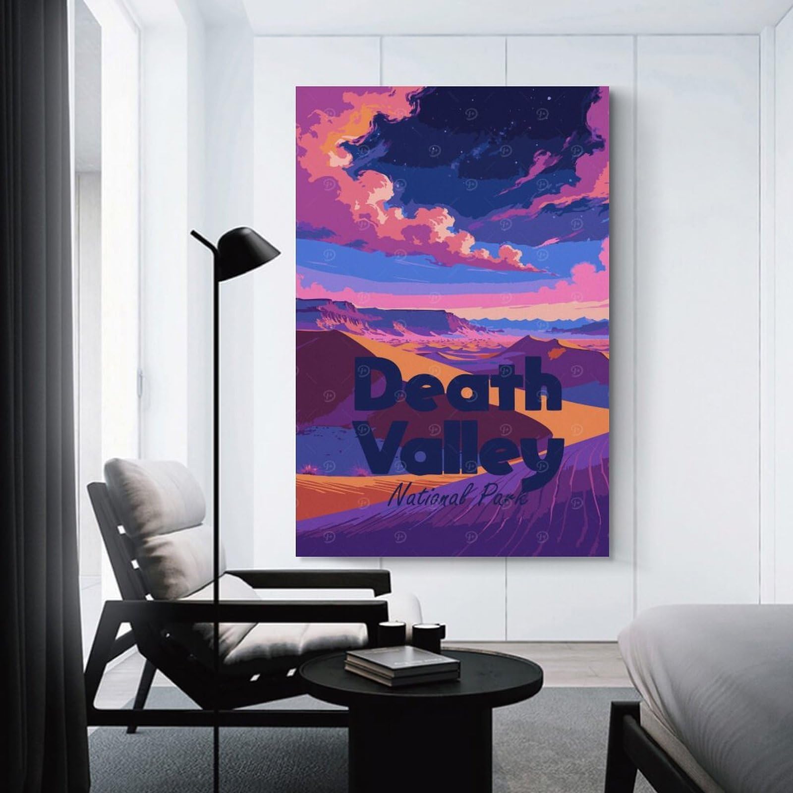 Junmoney Canvas Wall Decor Death Valley National Park Illustration, 20x30inch(50x75cm), for Gallery Wall Decor And Room Displays, An Easy Match for Collected Prints