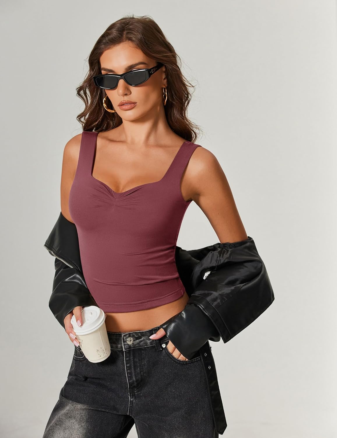 Avidlove Tank Top for Women Going Out Square Neck Double Lined Y2K Cami Summer Trendy Crop Cute Camisole Tops - Image 6