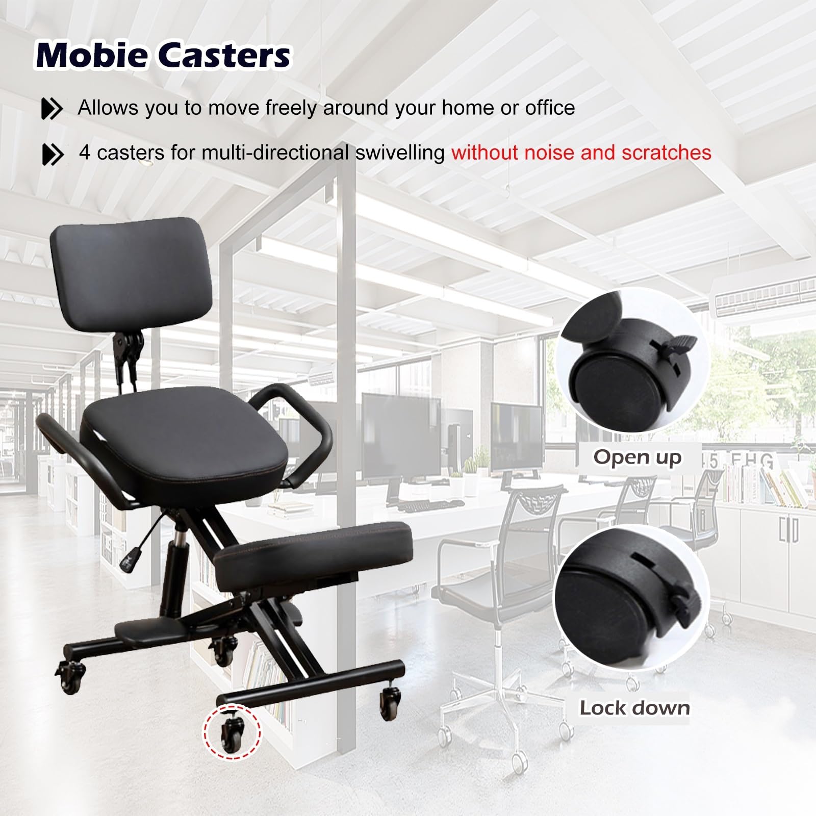 Sedia Ergonomic A Gambe Incrociate Con Ruote – Altezza Regolabile – Supporto Lombare – Per Ufficio, Meditazione, ADHD E Yoga