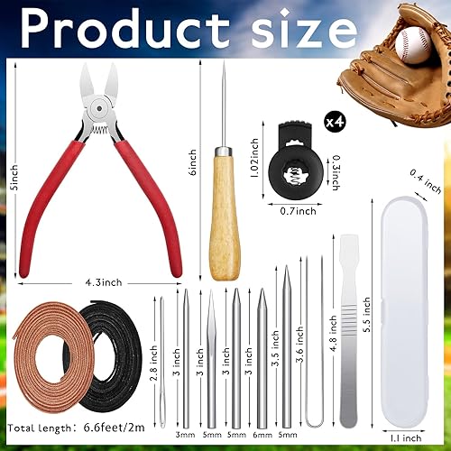 Miniatura 2 de Fabbay Kit de 16 piezas de guantes de cuidado de guantes, 2 cordones de cuero de 78.74 pulgadas, 4 cerraduras de guante, 7 agujas de cordones,