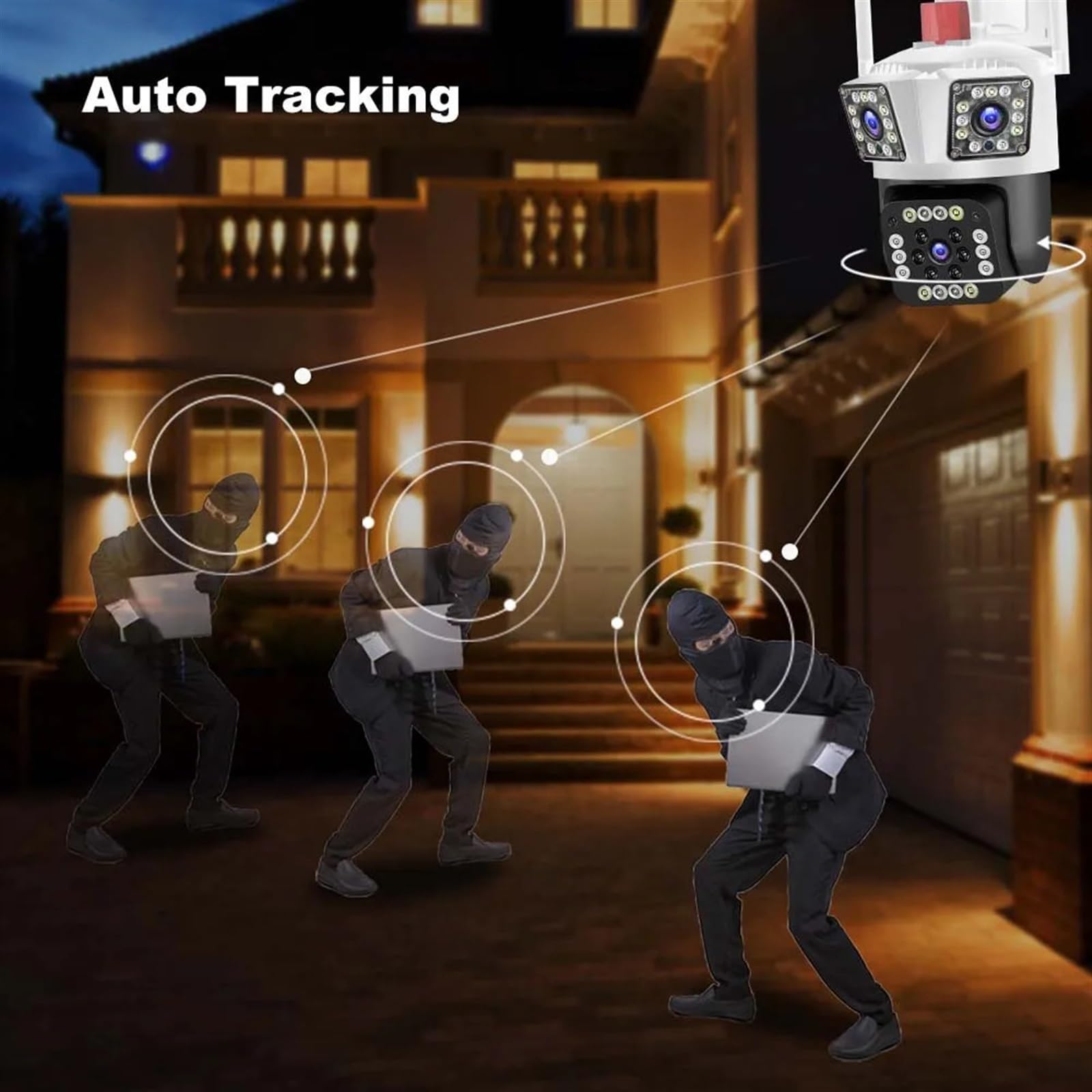 IP Camera 12MP 6K Three Lens 8X Zoom Surveillance Camera AI Tracking Security Protection Outdoor Security Camera CCTV Cam(6K 12MP Camera)