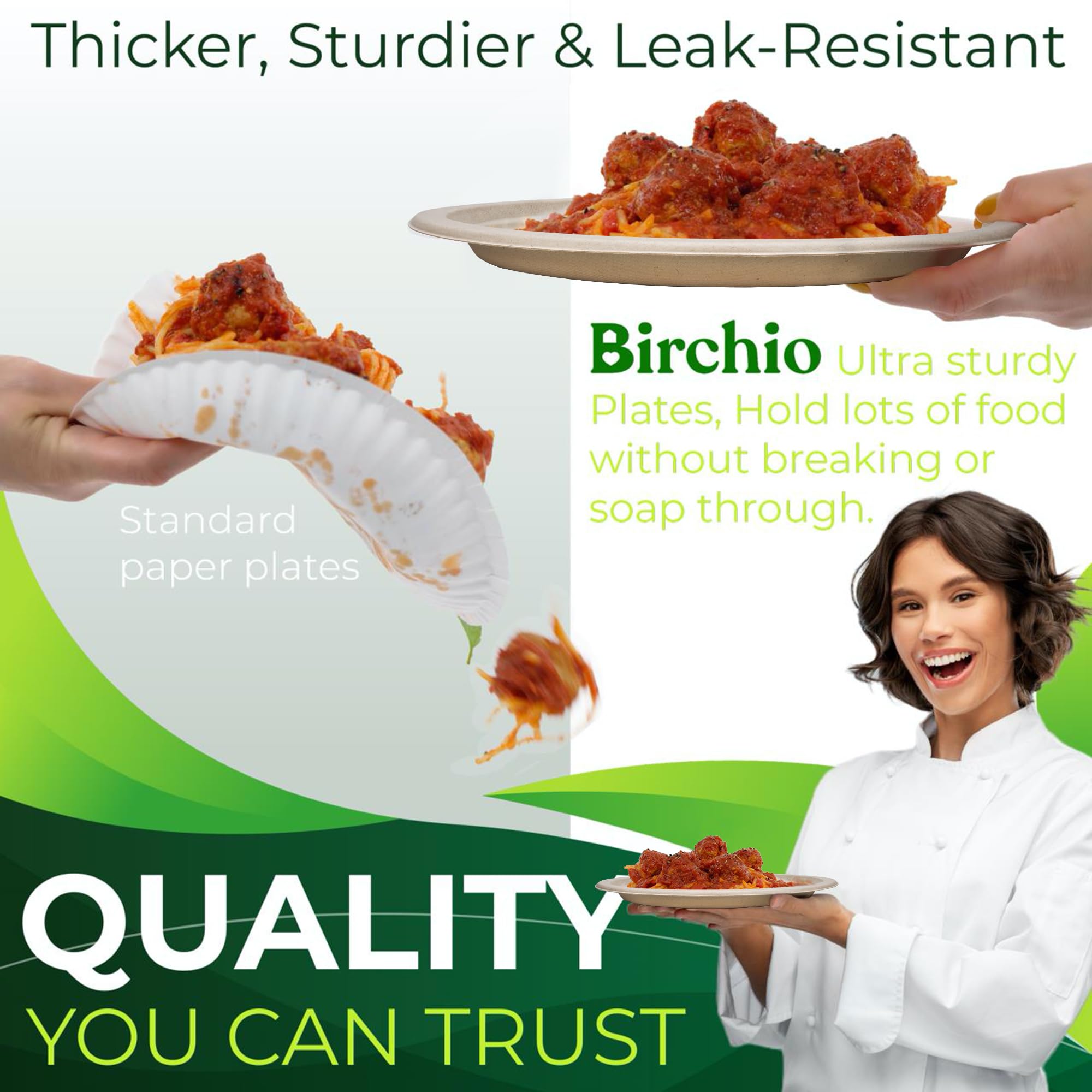 Compostable Plates - 150 Sugarcane Plates -4