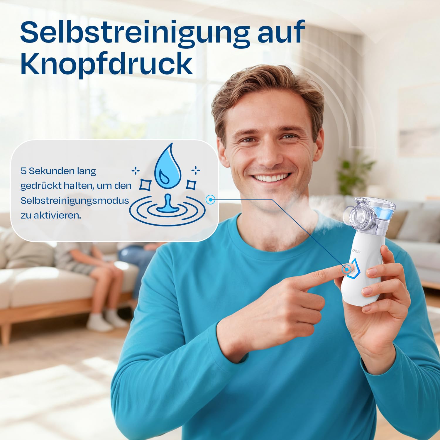 Tragbarer Inhalationsgerät, Leiser Inhaliergeräte für Erwachsene, über USB-C Aufladbarer Inhalator für alle Altersgruppen, einstellbarer Sprühnebel, mit Selbstreinigungsfunktion