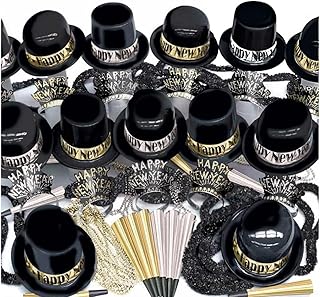 PMU New Year's Eve Party Supplies 2025 Silver and Gold Showboat Party Kit Assortment for 600 Persons - Outfits for Adults, Men and Women (600/psn) Pkg/1