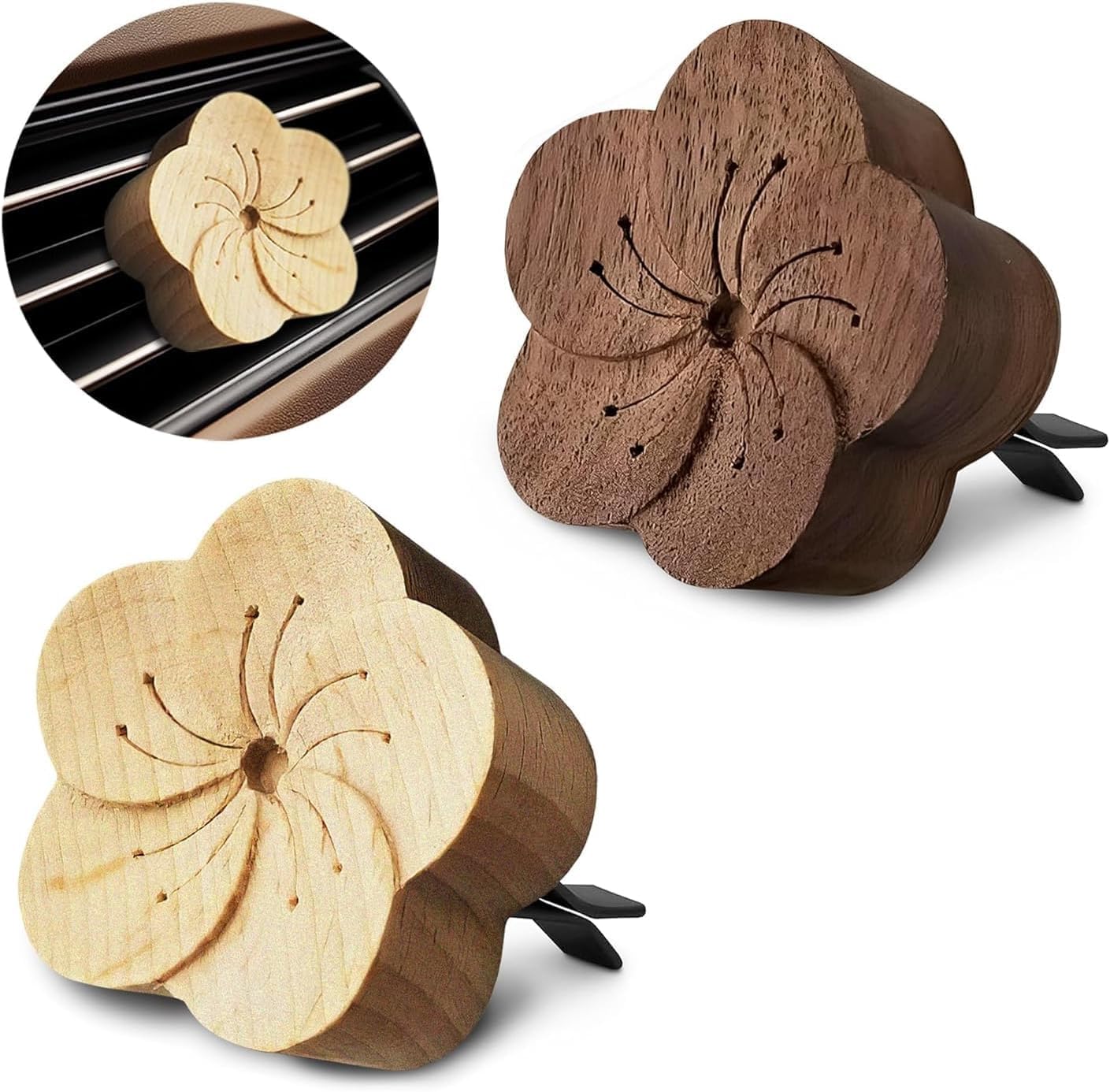 Photo 1 of LIBERHAUS Wooden Flower Car Essential Oil Diffuser, 2 Pcs