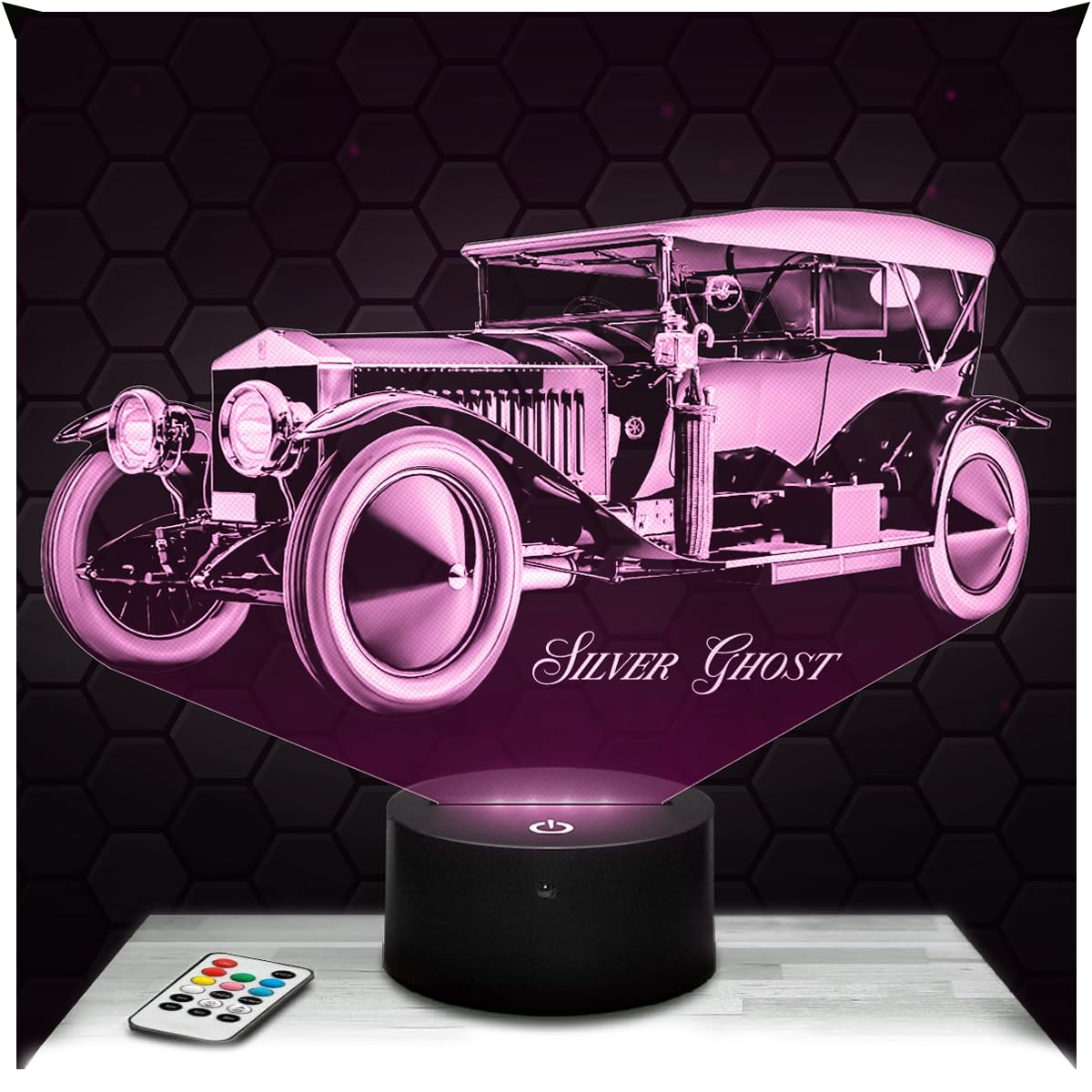 Lampephoto.fr - Rolls R Silver Ghost Car, Gift Idea for Super Car Sport Vehicle Decoration, Rolls R Silver Ghost lamp for Office or Living Room Decoration, Illusion Led Bedside, Gifts Merchandising