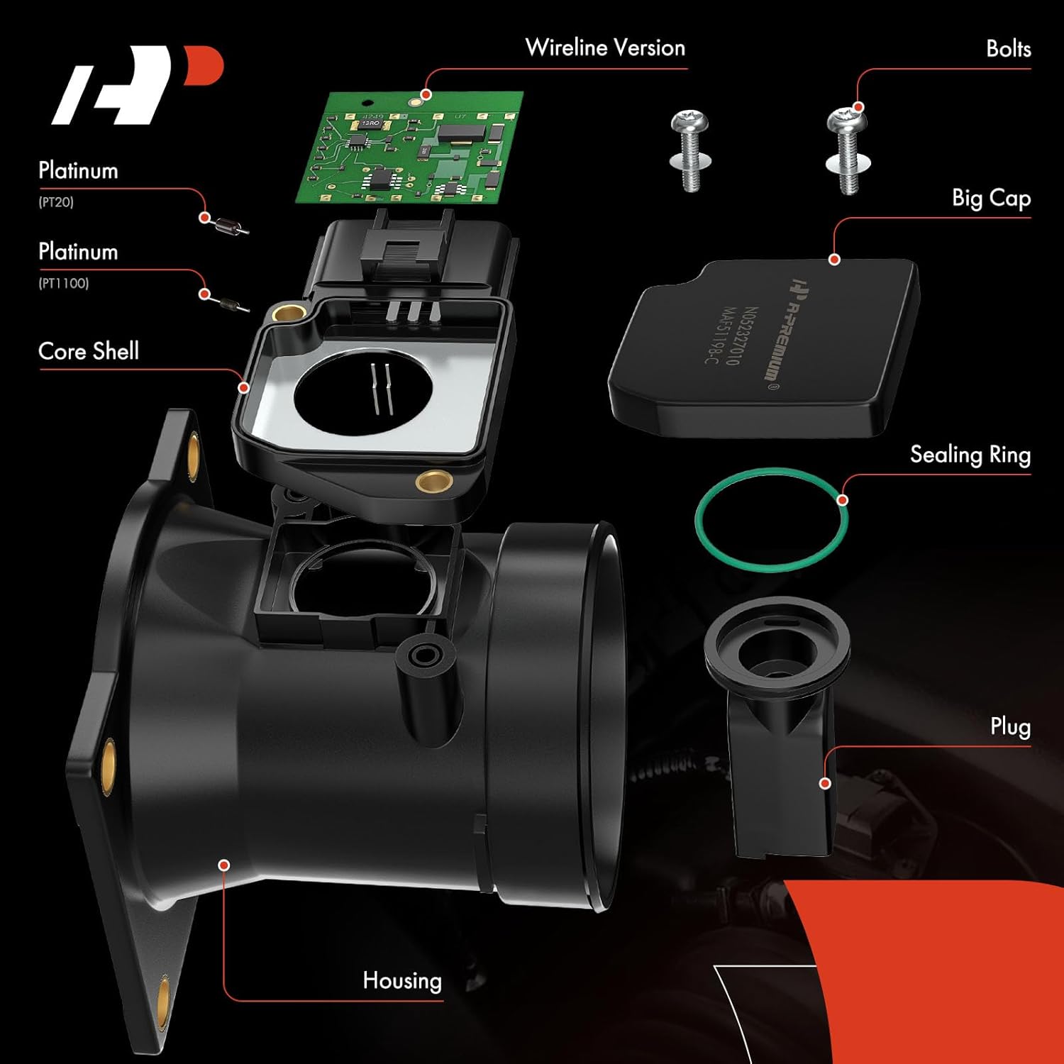 A-Premium Mass Air Flow Sensor Meter Assembly Compatible with Ford Expedition 2003-2004 & Lincoln Navigator 2003-2004, Replace# 3L7U12B579AA, 3L7Z12B579AA