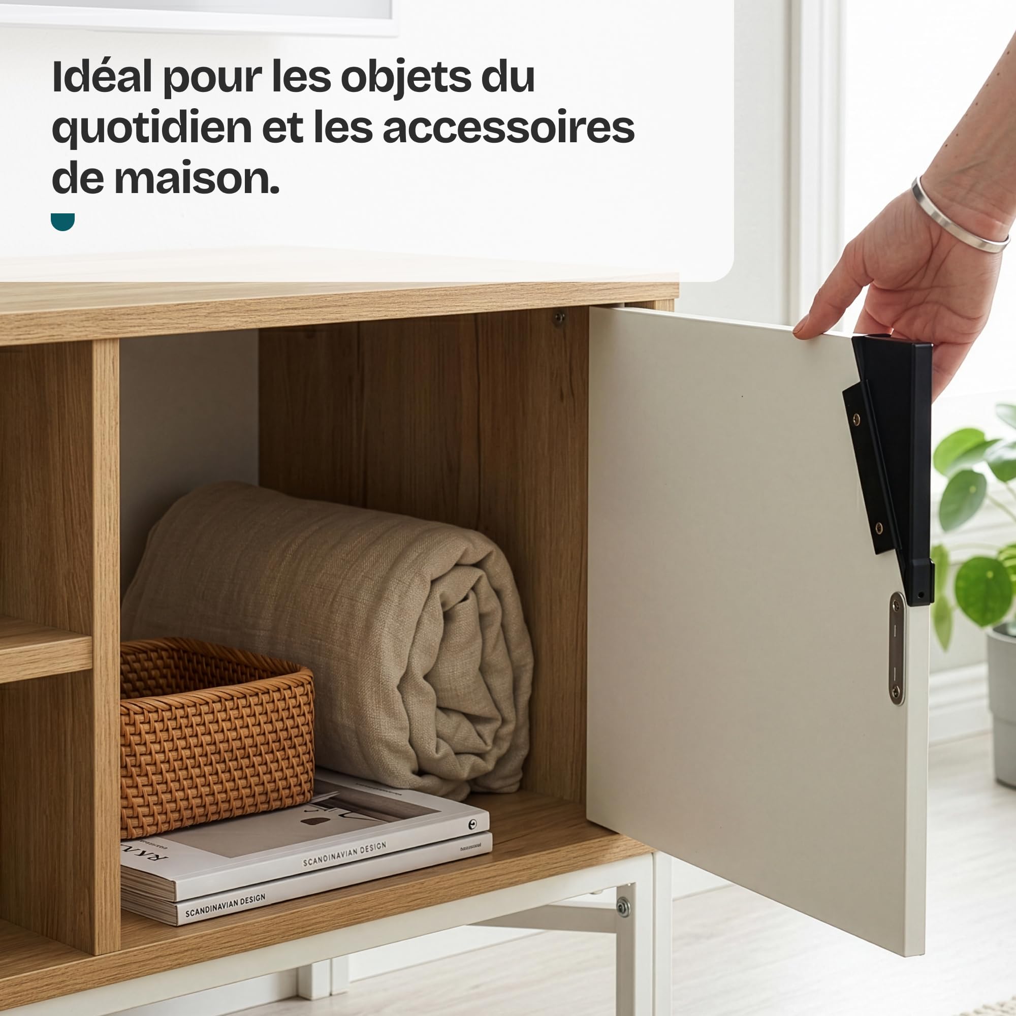[en.casa] Meuble TV Kerrköndam sur Pieds 120 x 40 x 46 cm Effet Chêne Blanc