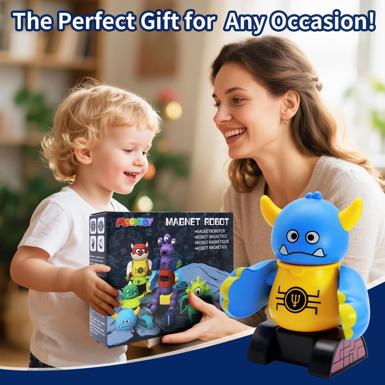 MOONTOY Magnetic Robot Toys for Kids 3-5 4-8, Monster Magnet Toys for 3 4 5 6 7 Year Old Boys Birthday Gift, Transform STEM Building Blocks Travel Toddler 3-4 Autistic Kids 5-7 Learning Games