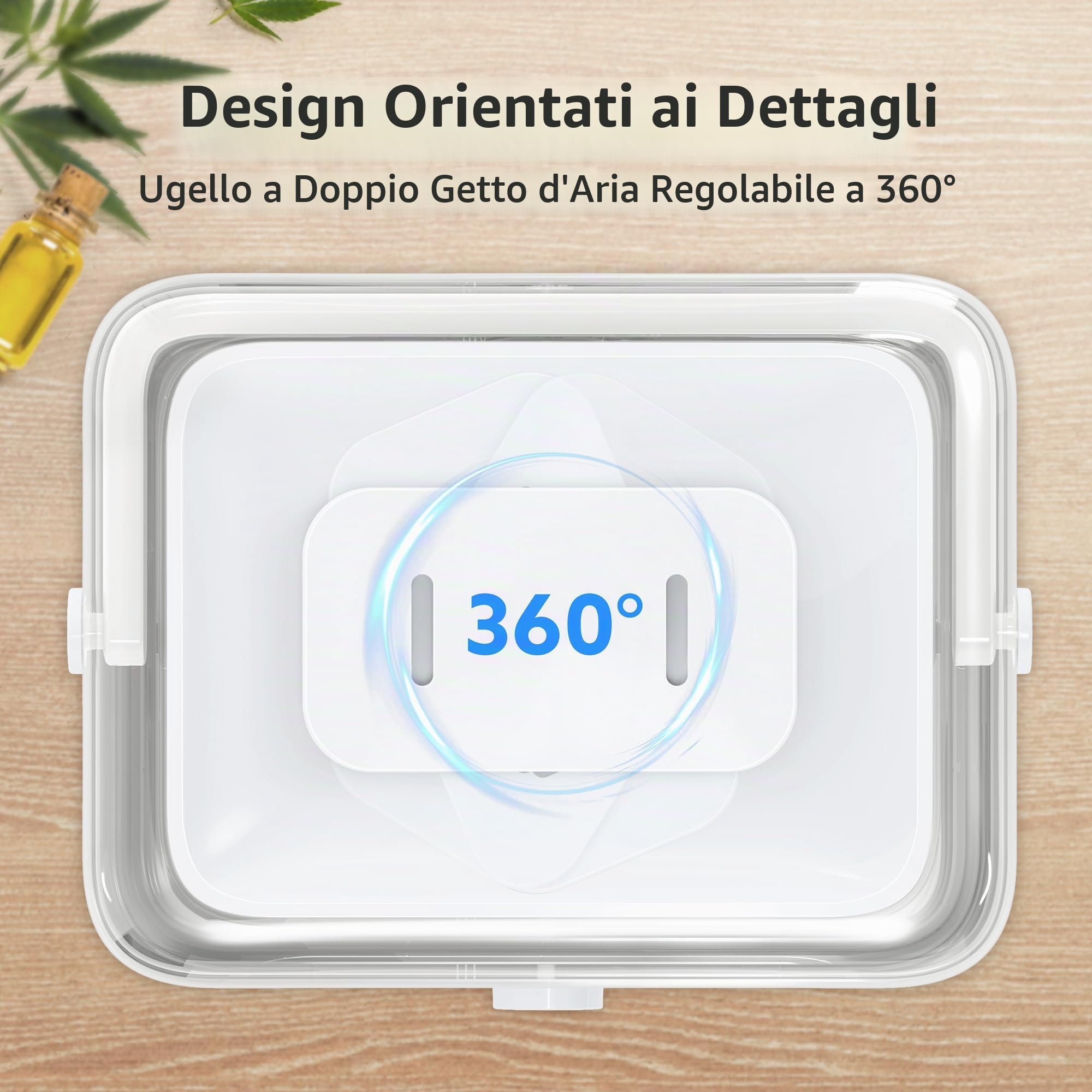 CHIVALZ Umidificatore Ambiente Bambini, 6L Umidificatore a Nebbia Fredda, 26dB Silenzioso per Camera da Letto e Bambini, Top-Fill Diffusore, Ugello a 360°, 50H Runtime, Luce Notturna, Bianco