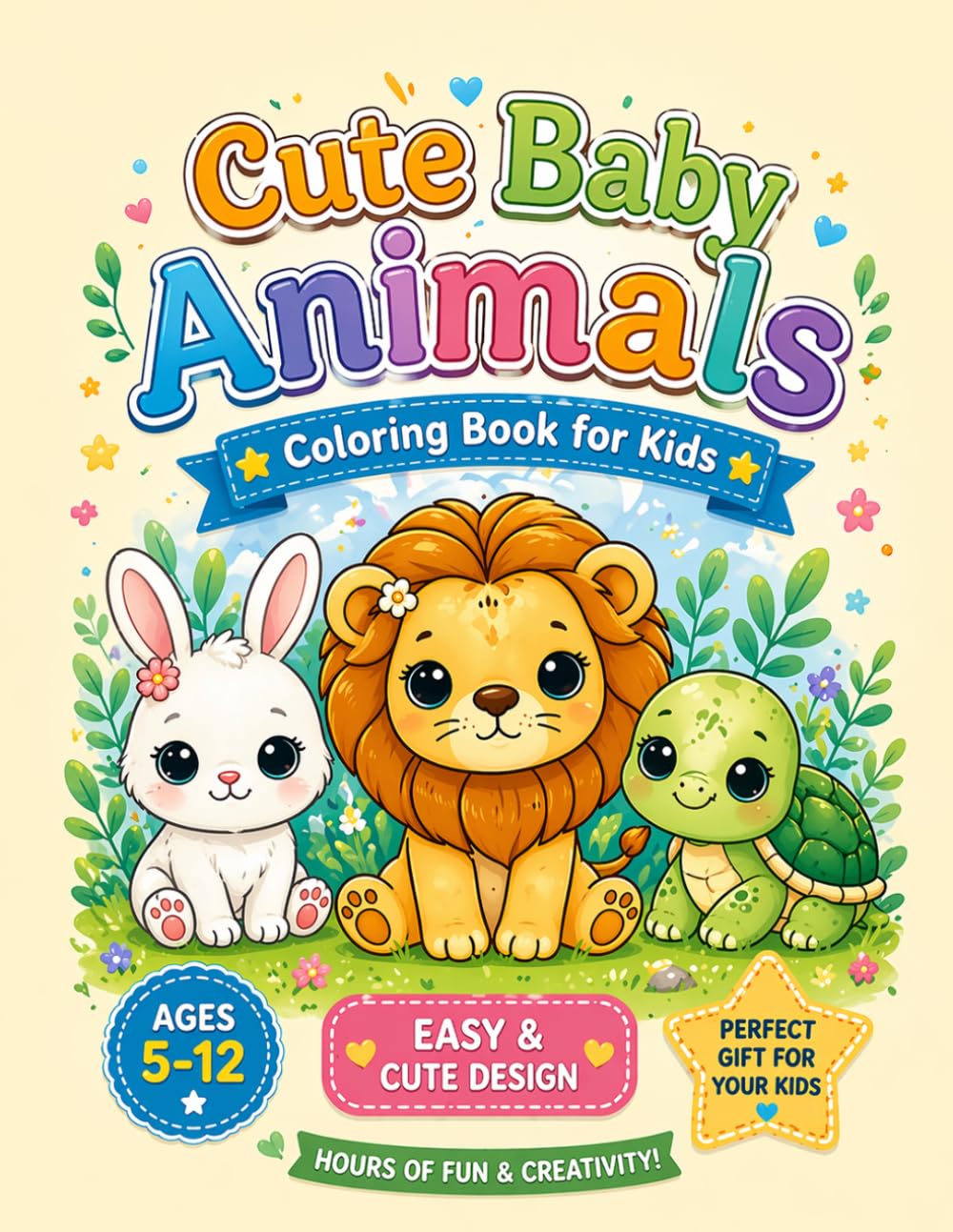 Cute Baby Animals: Colouring Book for Kids