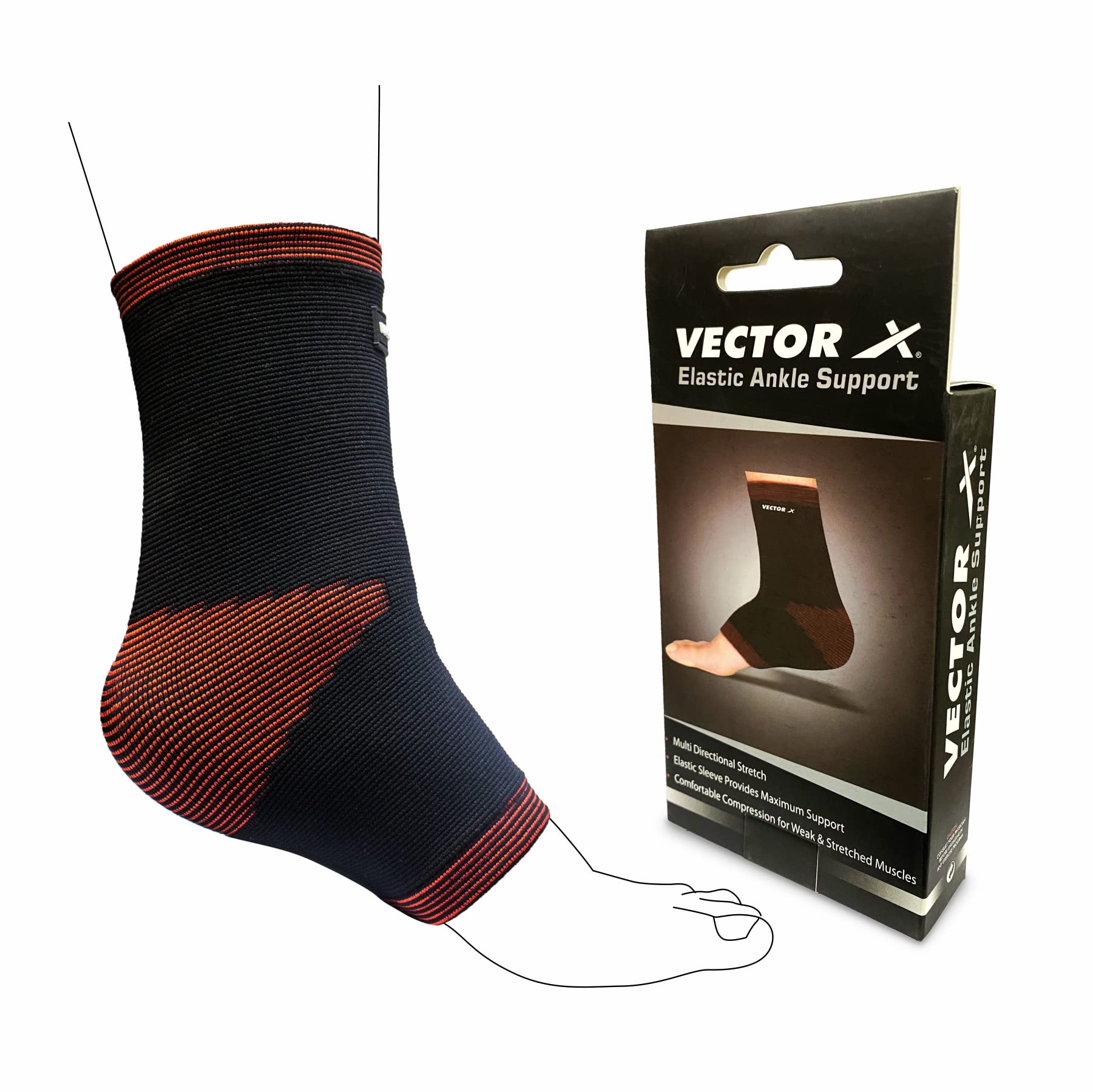 Vector X Foot & Ankle Support/Socks Neoprene Material for Sprained Ankle Compression Sleeve Foot Support for Women & Men Stabilizing for All Type of Sports (Size - M) Color - Black-Red (B00UWN6J1Y) Amazon Price History, Amazon Price Tracker