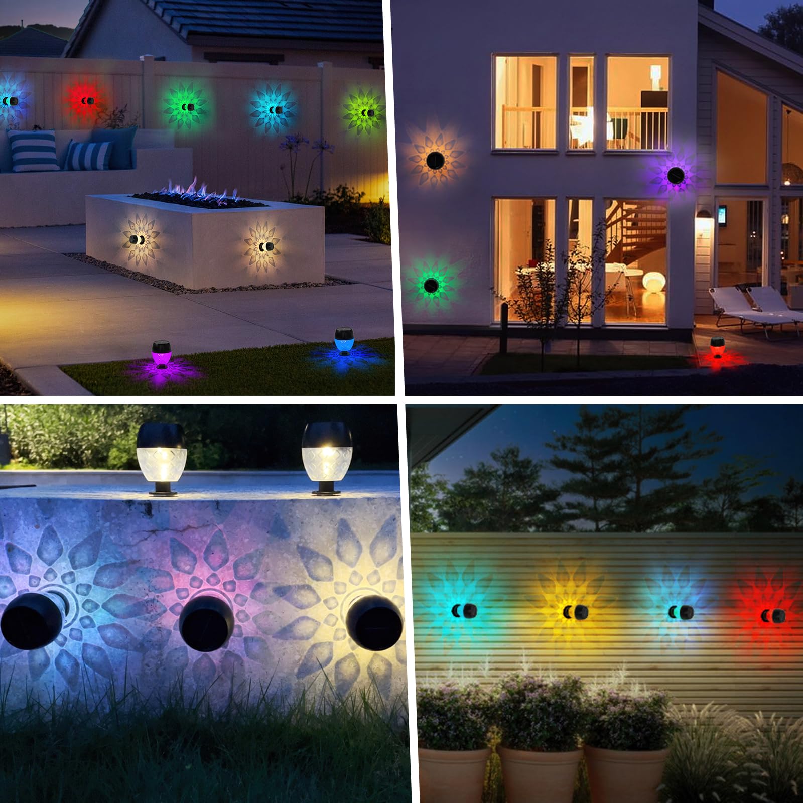 OBEST Lot de 4 éclairages solaires de piscine étanches pour piscines hors sol et sous le sol, accessoires de piscine pour l'extérieur, appliques murales décoratives pour l'extérieur