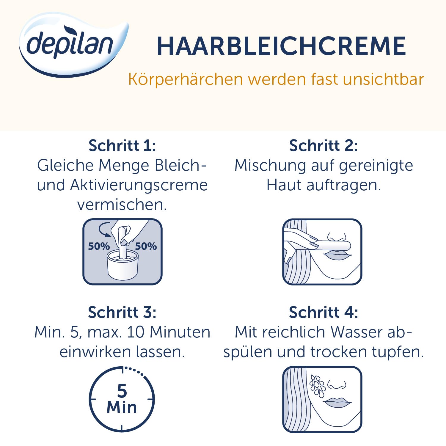Krem wybielający do twarzy Bleaching Depilan invisilbe Hair krem wybielający (1 opakowanie po 2 x 50 ml)