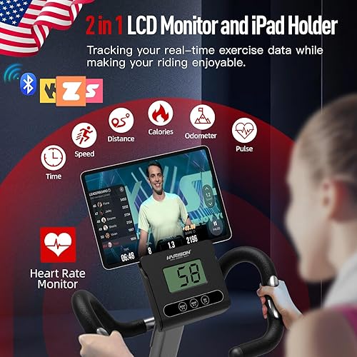 Miniatura 3 de HARISON Bicicleta estática reclinada magnética con ejercitador de brazos, bicicletas reclinadas para adultos y personas mayores, bicicleta estática