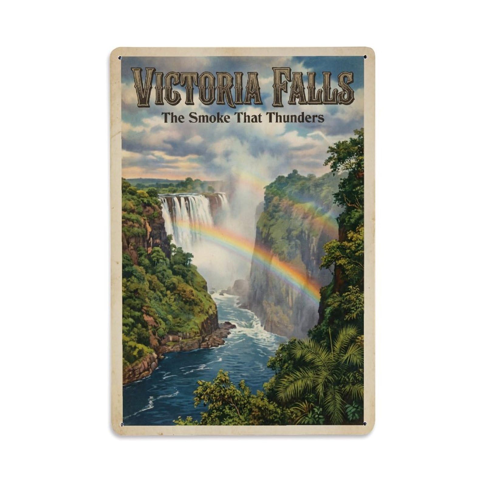 Metal Tin Sign Travel Retro Zimbabwe Victoria Falls
