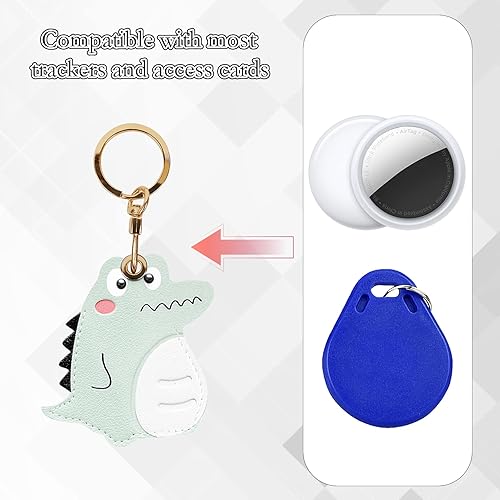 Miniatura 4 de Funda de cuero para llavero compatible con Apple AirTag, rastreador de llavero GPS Airtag con llavero, cubierta protectora antiarañazos para llaves,