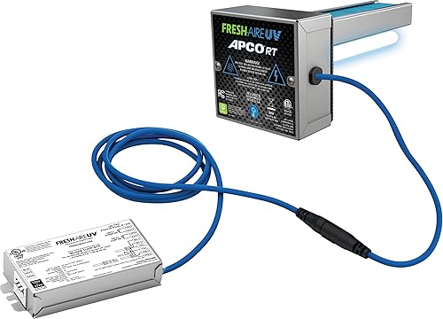 Miniatura 10 de APCO Filtro de matriz de carbono para purificador de aire UV HVAC, incluye lámpara UVC dual de 2 años para bobinas (Serie 120-277 VAC) #