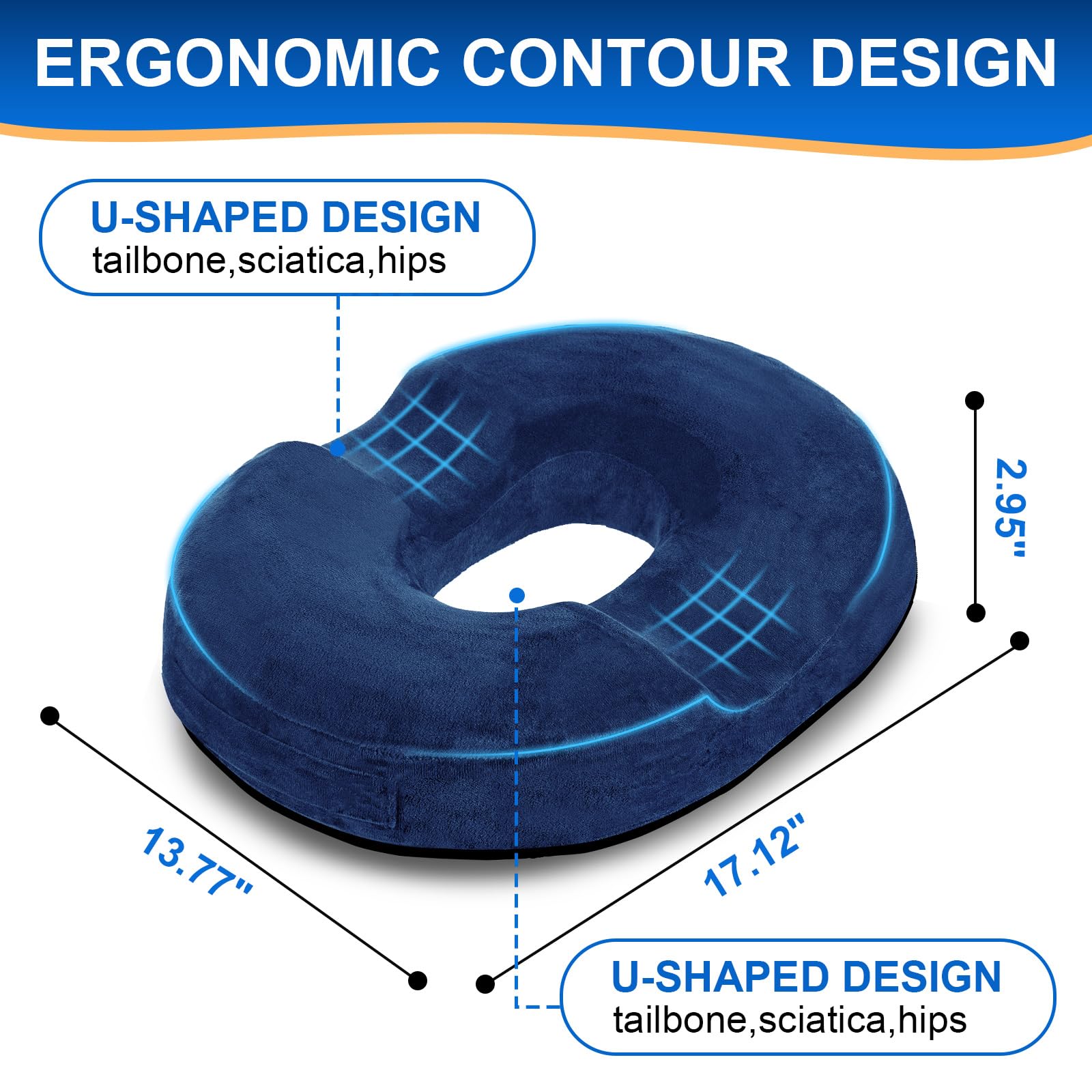 Cuscino A Ciambella In Memory Foam - Per Emorroidi, Gravidanza, Sciatica E Postura, Lavabile