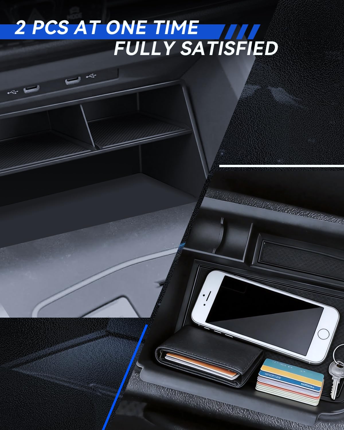 Set di 2 organizzatori per VW Golf 8.5 8 2020 – 2025, contenitore per braccioli + organizer per console centrale, VW Golf GTI, GTE, bracciolo centrale R-Line, accessori per vano portaoggetti, in