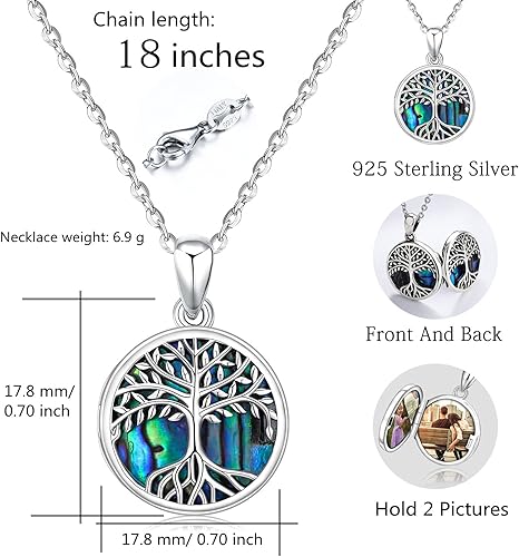 Miniatura 7 de Friggem Tree of Life Necklace for Women, Sterling Silver Pendant with 18'' Chain, Jewelry Gifts for Women Girls Grandma Wife Mom (with Gift Box)