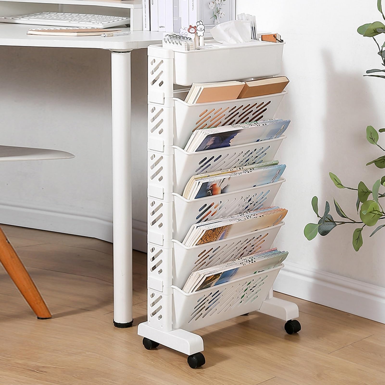 Scaffale Porta-Verdure Mobile a 5/6 Ripiani con Ruote, Girevole e Rimovibile, in plastica per spazi ristretti (39x19x64,5 cm)