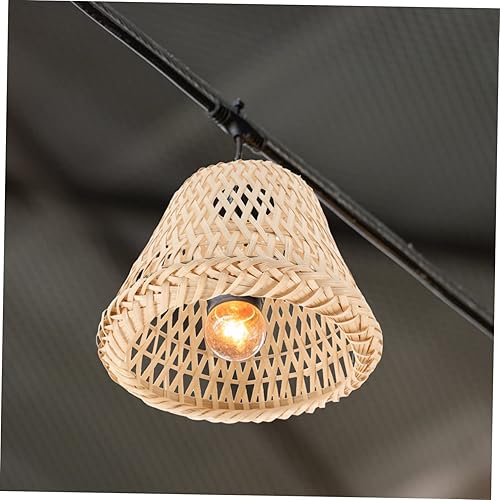 Miniatura 5 de ABOOFAN Pantalla de bambú Iluminación tejida Cubierta de araña de ratán Sombras Lámpara colgante de bambú Cubierta de ventilador de techo Pantalla