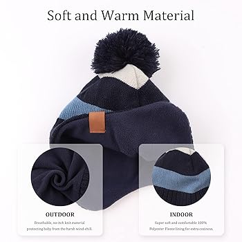 XIAOHAWANG Baby Wintermütze Mit Bommel - Polarfleece, Winddicht & Extra Warm