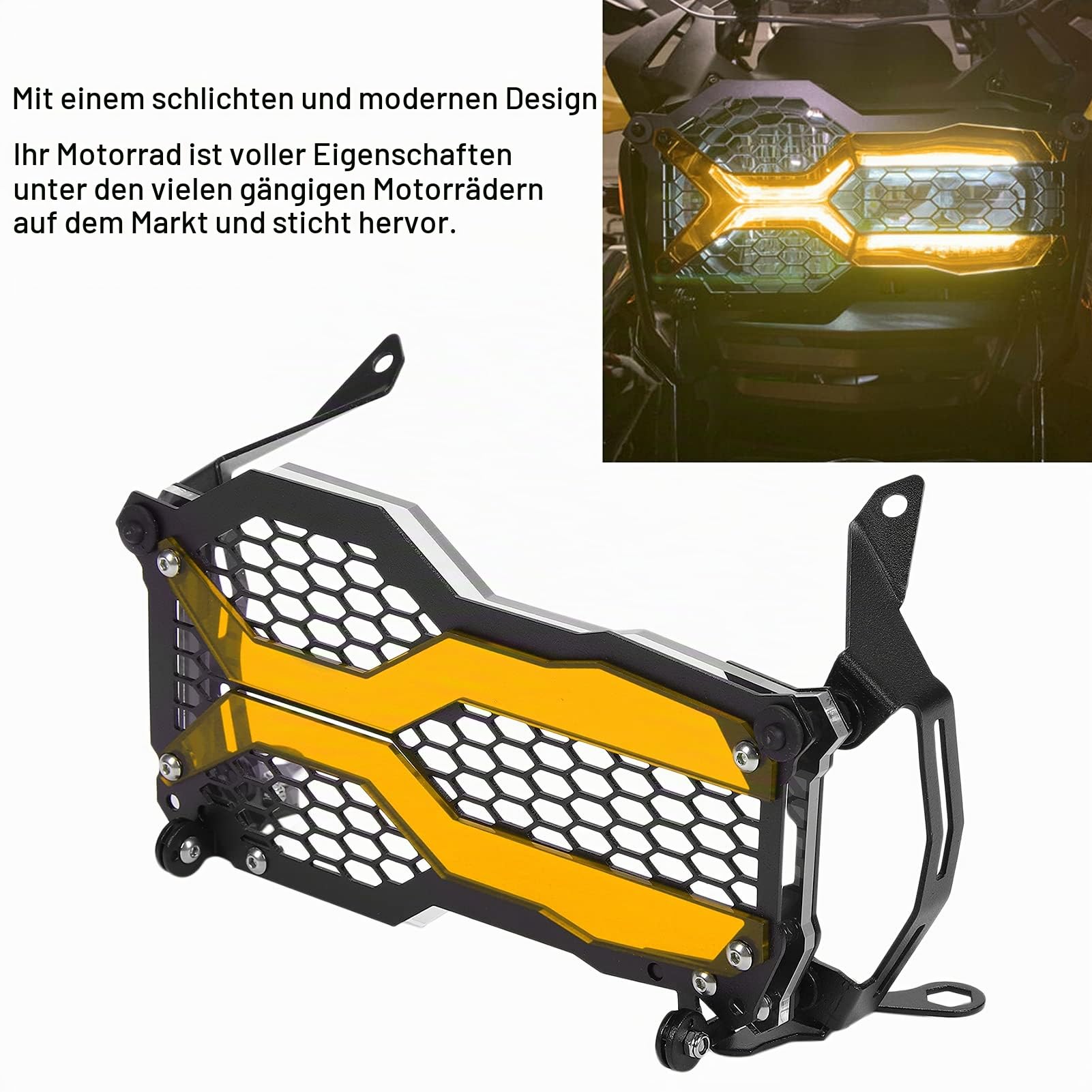 Frontlichtschutz, einfaches Design Scheinwerfergitterschutz Ersatz für R1250GS ADV 2021 für Motorrad(Orange)