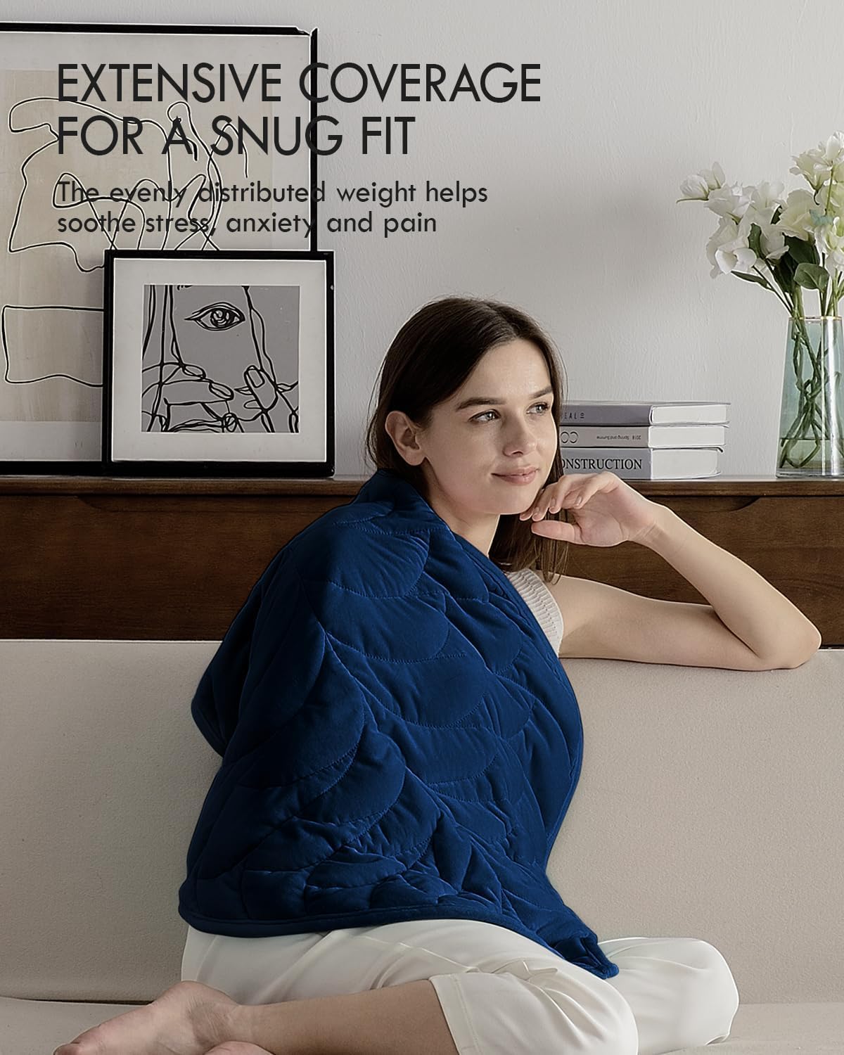Sivio Piccola Coperta Ponderata 2.3 kg 58x74 cm, Velluto Cristallo di Lusso, Relax per Divano/Ufficio, Lavabile | Blu Marino