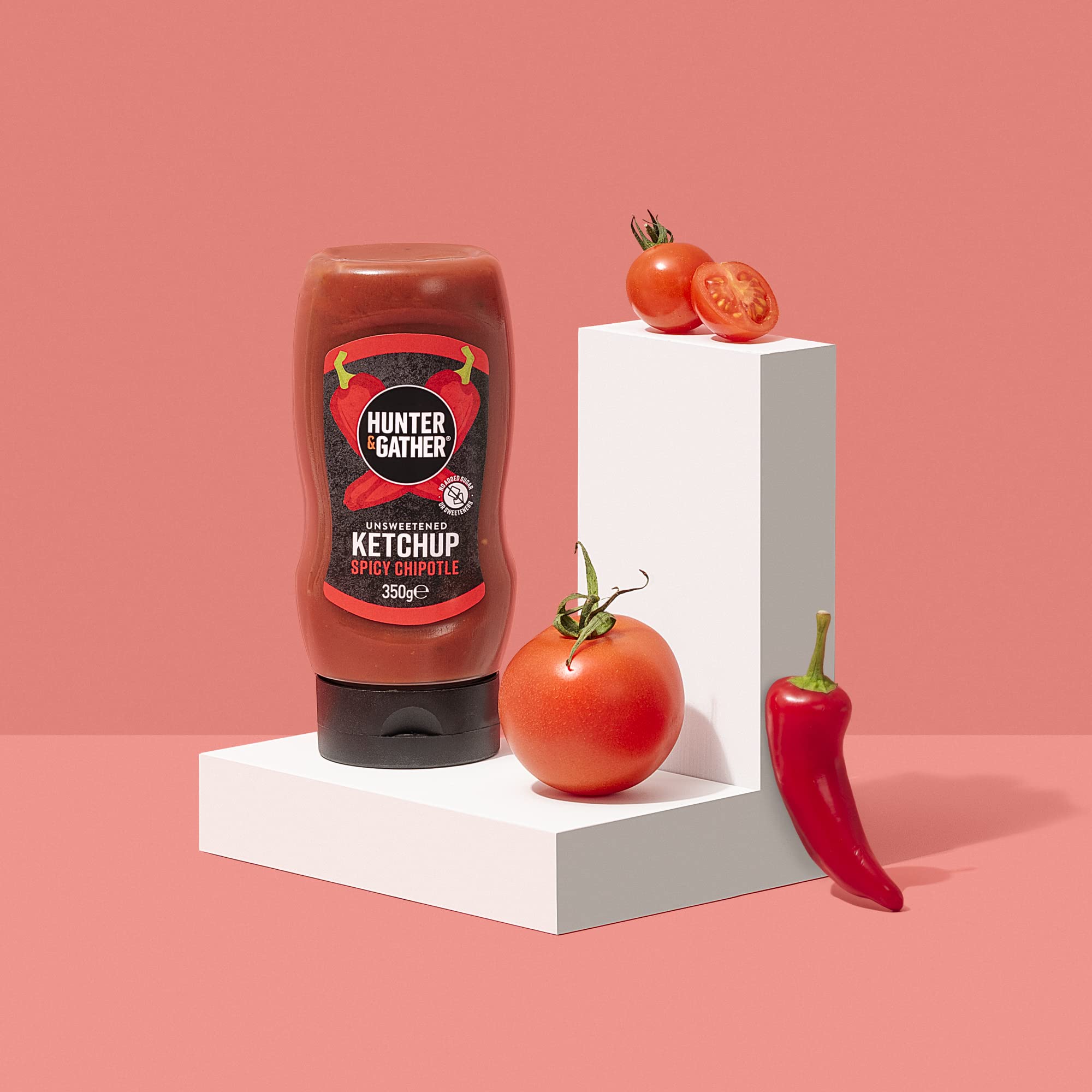 Ketchup Épicée au Chipotle non Sucrée 350g | Céto, Paléo, Faible Teneur en Glucides et Végétalien | Sans Sucre ajouté ni édulcorants