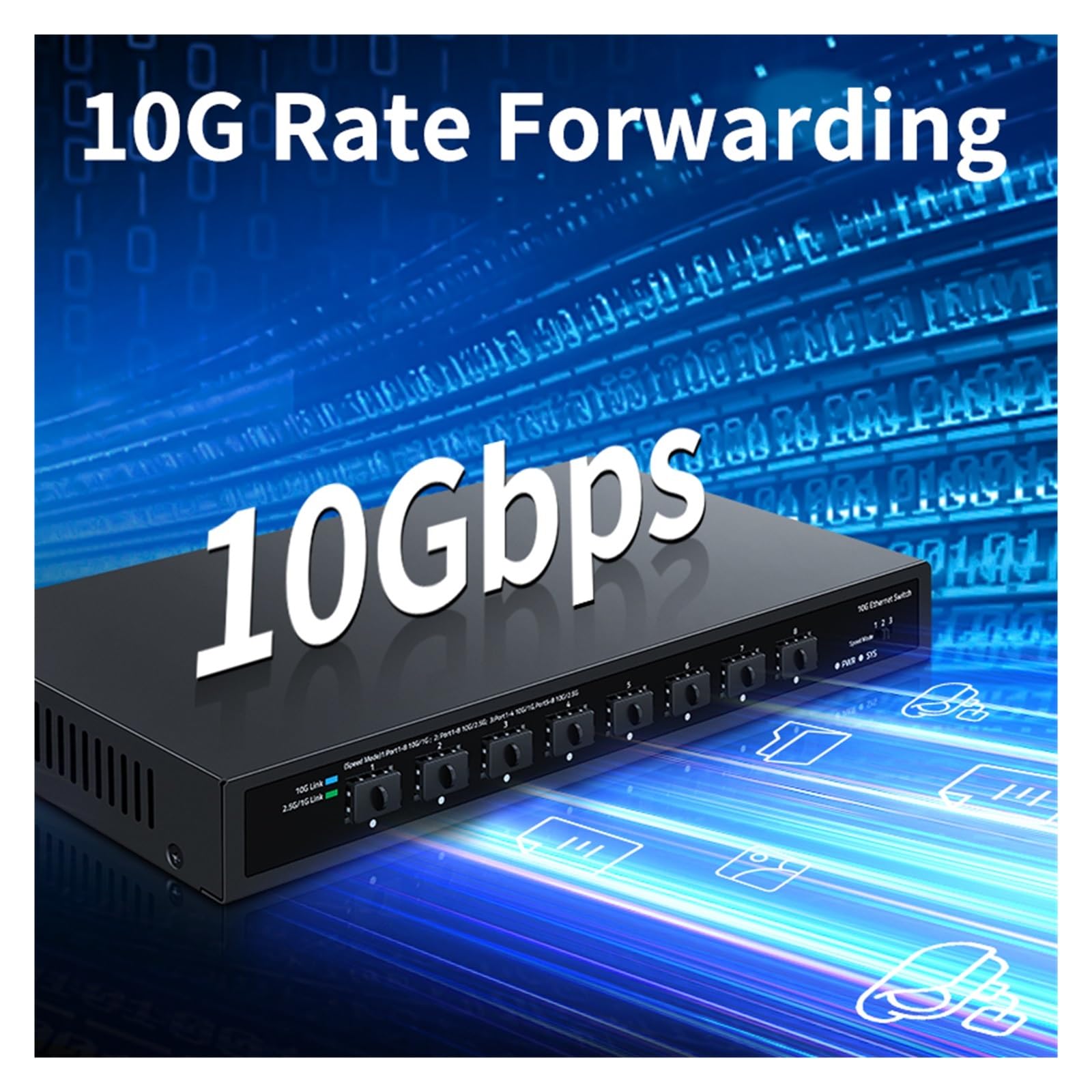 Switch Ethernet SFP+ 10Gbe Switch di rete ottico SFP+ a 8 porte 10000Mbps