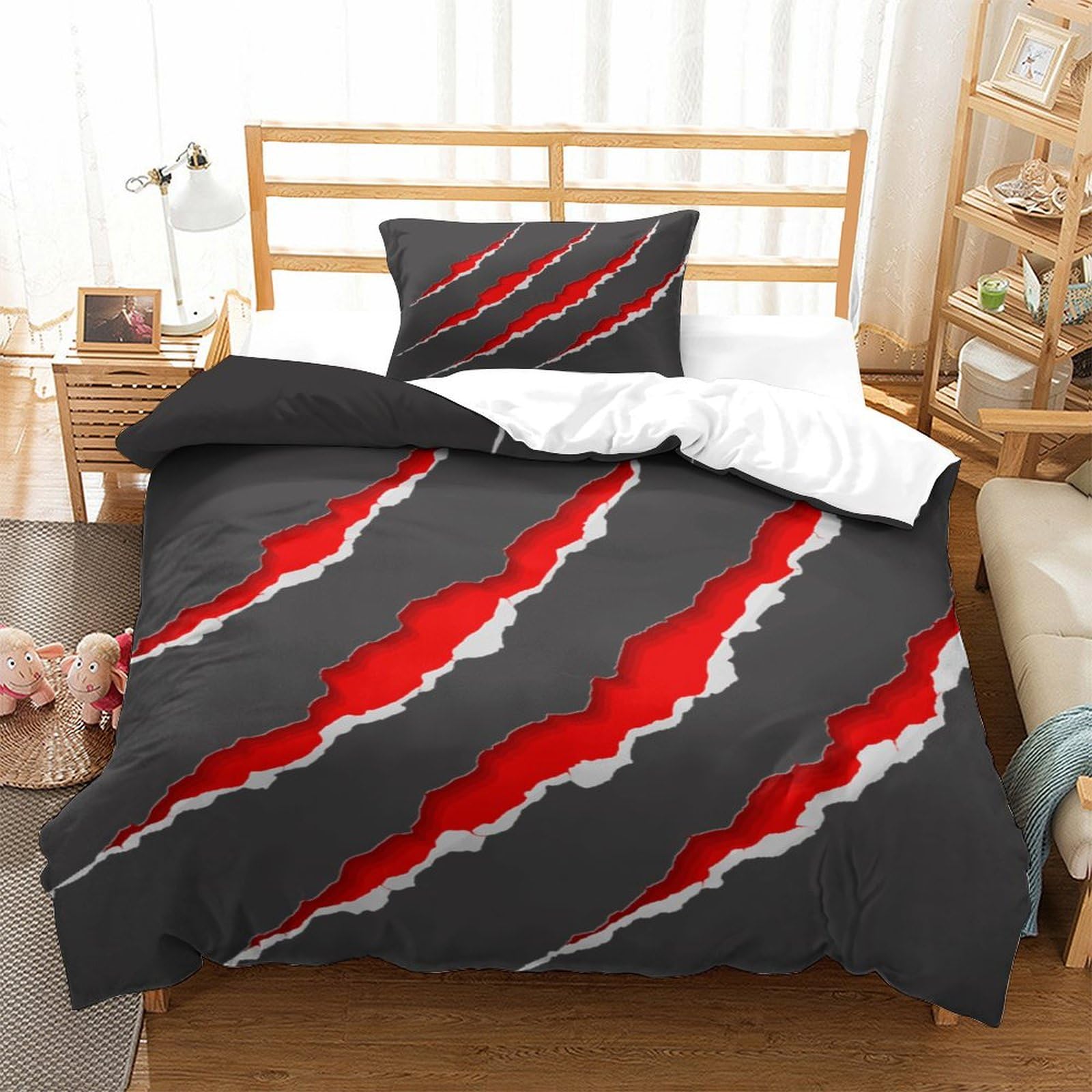 P1s9u7w5y Scratches Splash-1 3D Printed Claw Texture Duvet Cover Set 3Pcs Microfiber Claw Style Bedding Set Single（135X200cm）