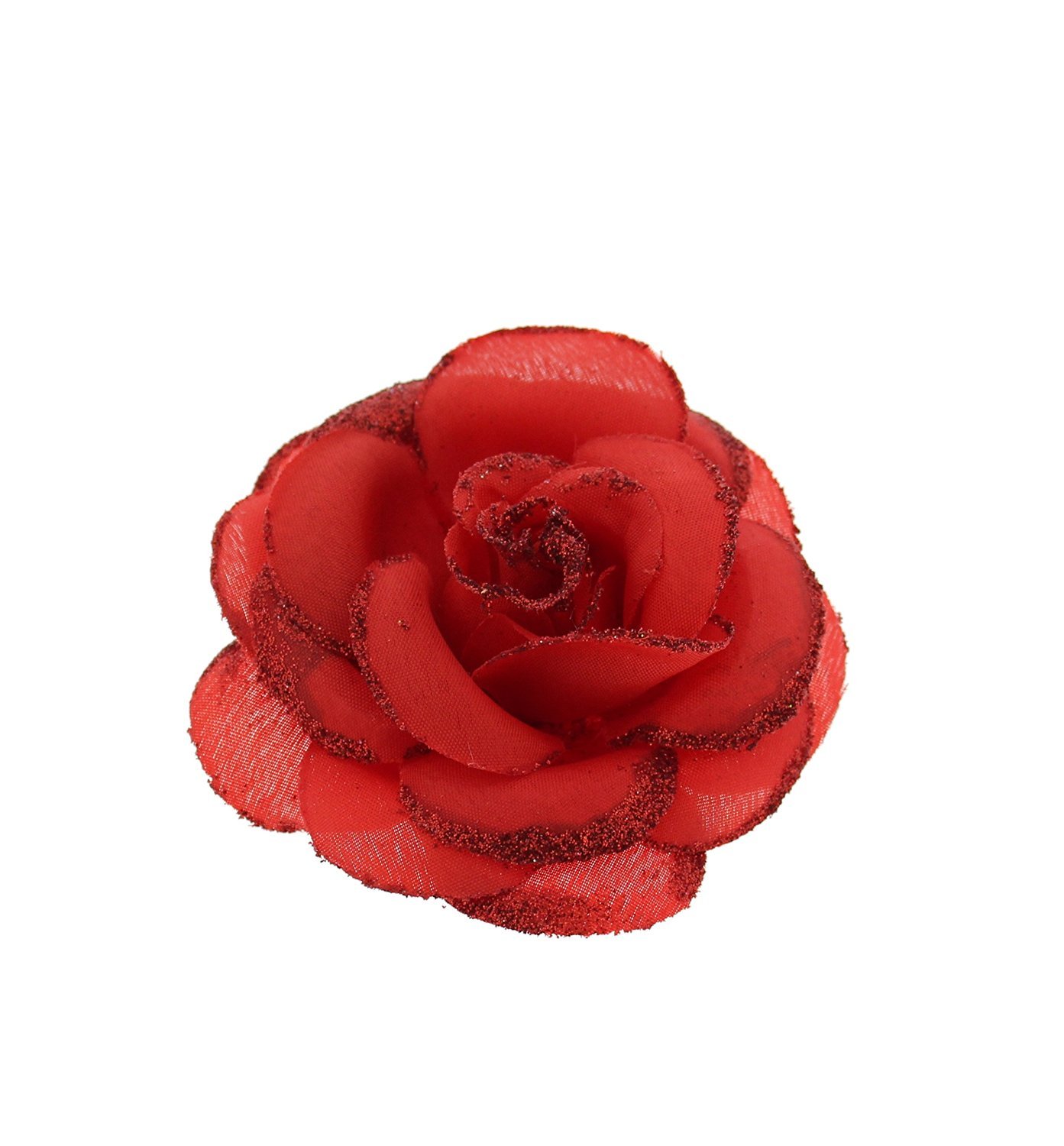 Zac's Alter Ego Glitter Rose Flower on Concord Clip & Brooch Pin