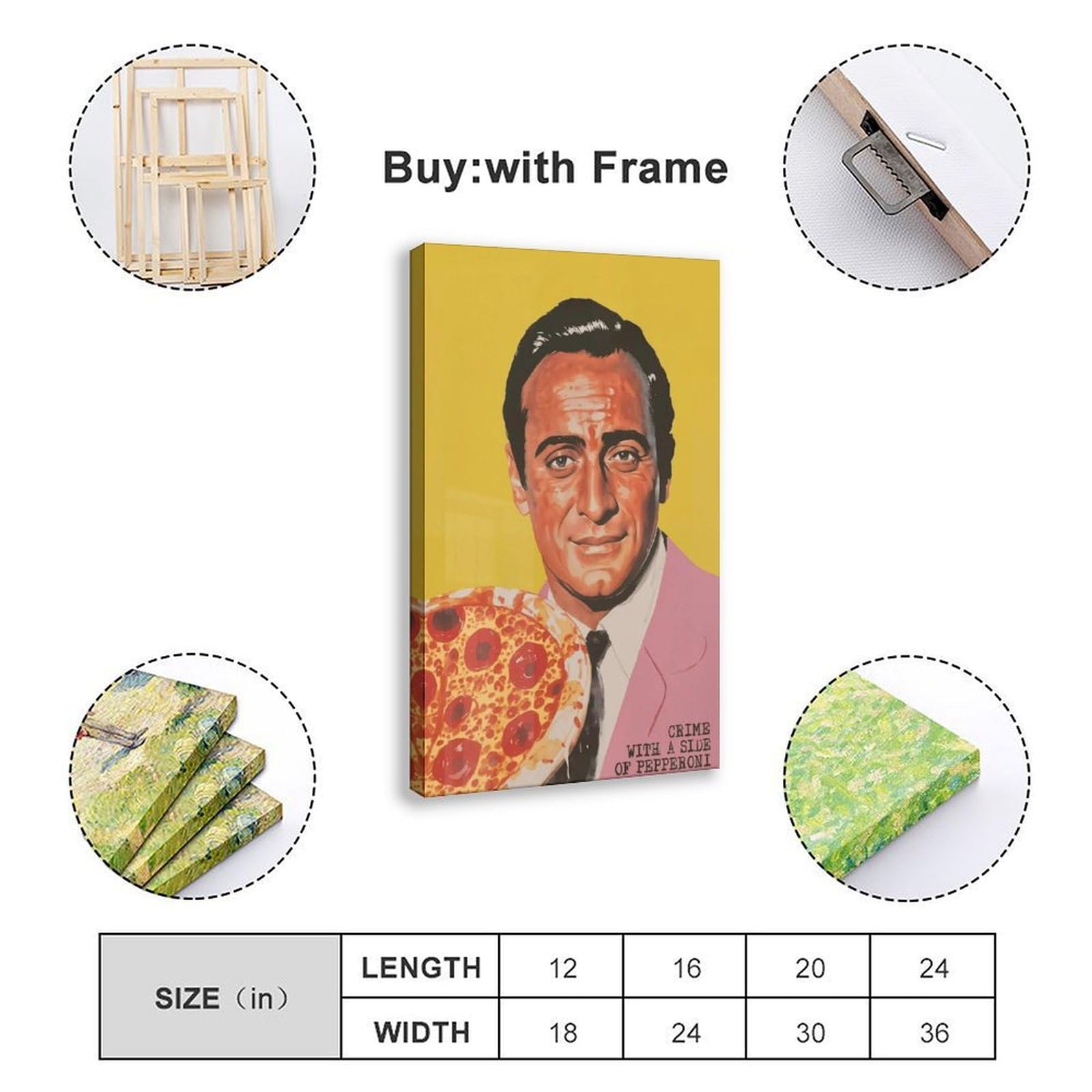 Leinwandposter "Pizza Food" im Retro-Stil der 60er Jahre, Schlafzimmer, Dekoration, Landschaft, Büro, Raumdekoration, Geschenk, 50 x 75 cm