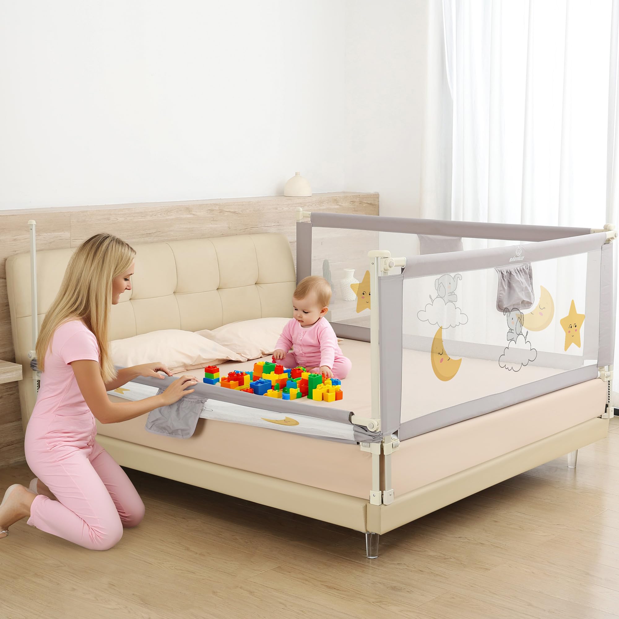Sponda Letto Bambini Set van 3, Set di Universale Barriera Protettiva Bambini Barriera Letto Altezza - (2 x 200 cm + 1 x 180 cm) in bundle