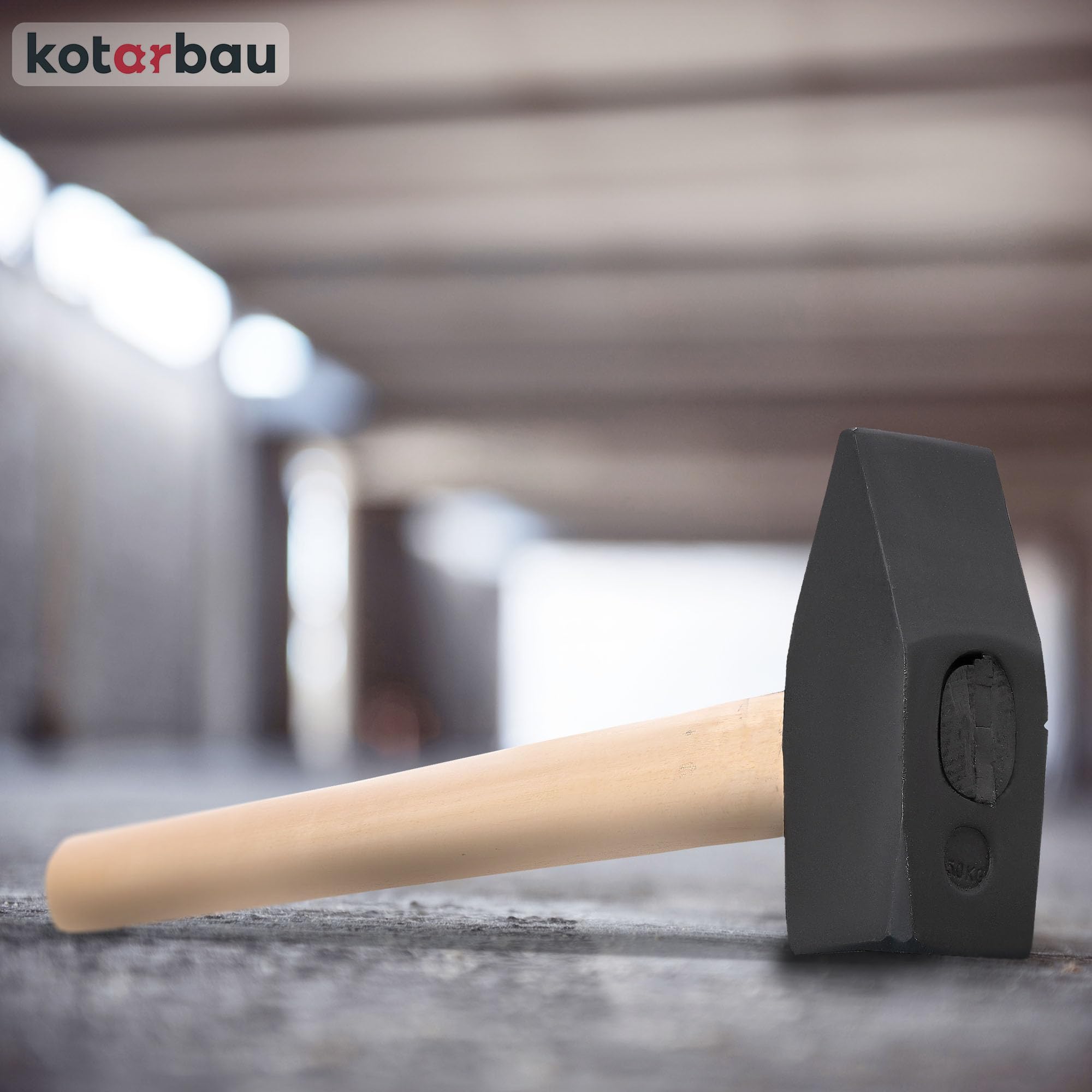 KOTARBAU® Martillo - 5 kg - Acero - Maza Cuña Leña - Maza Albañil - Mazo Demolicion - Machota Albañil - con Mango de Madera - 70 cm - Negro & Natural